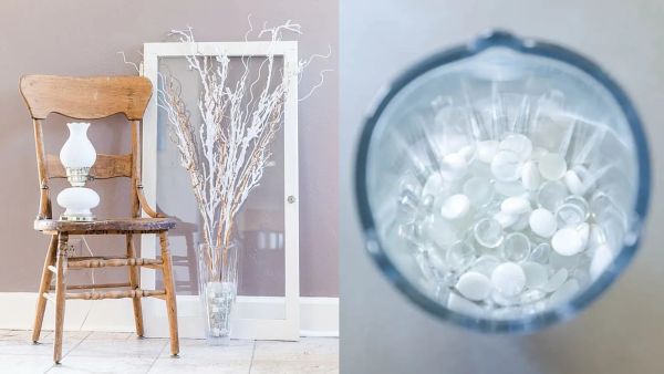 ديكور الشتاء مع المزهريات والبلور الزجاجي