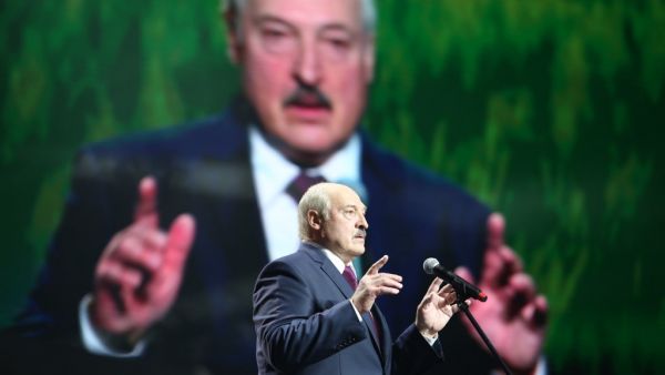 Belarusian President Alexander Lukashenko speaks at the forum of Union of Women in Minsk on September 17, 2020. Lukashenko has faced huge protests against his rule since the disputed ballot and widespread condemnation from the international community for a brutal crackdown on demonstrators by his security forces. TUT.BY / AFP