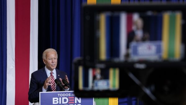 Democratic presidential nominee and former Vice President Joe Biden speaks at a Hispanic heritage event at Osceola Heritage Park on September 15, 2020 in Kissimmee, Florida. National Hispanic Heritage Month in the United States runs from September 15th to October 15th. Drew Angerer/Getty Images/AFP