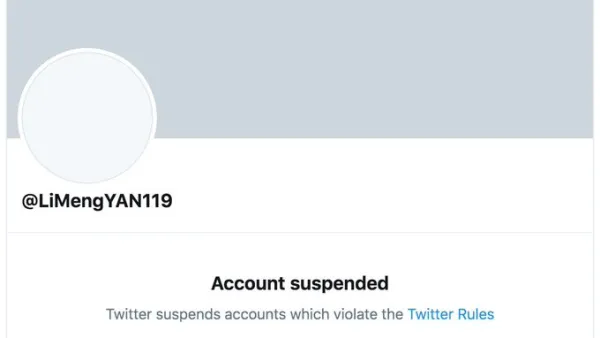 Twitter account of Dr. Li-Meng Yan--suspended (Twitter)