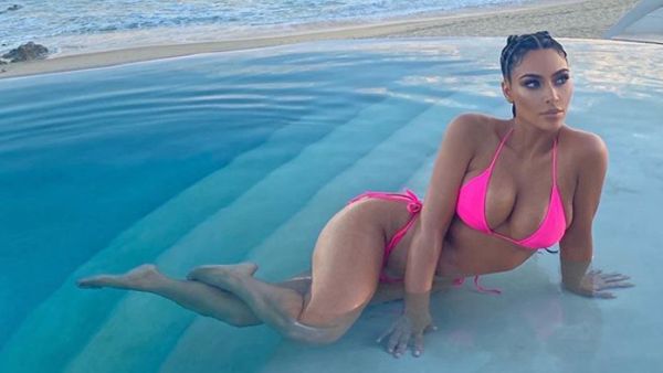  the reality star shared a video of herself jumping into a 'blue lagoon' with her children.  