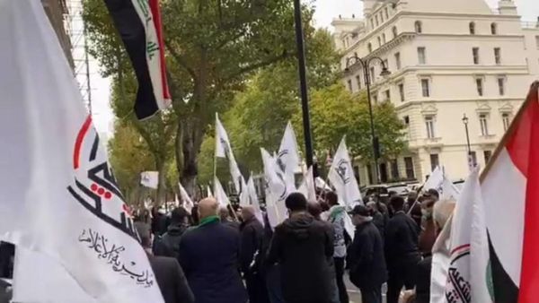 Protest rally held outside the Iraqi embassy in London  (Twitter)
