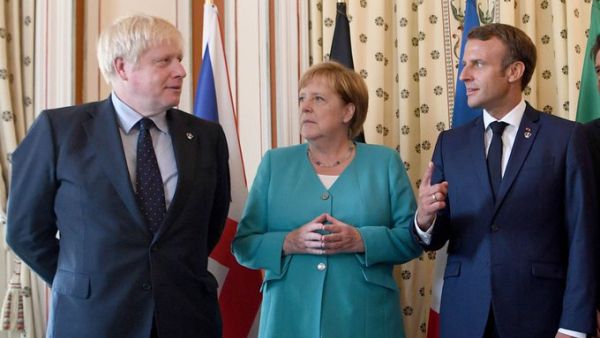 Emmanuel Macron, Angela Merkel and Boris Johnson (Twitter)