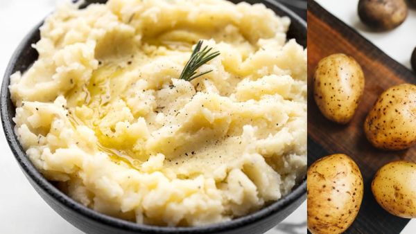 بطاطا مهروسة بالثوم وزيت الزيتون