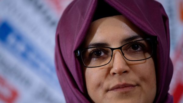 In this file photo Hatice Cengiz, Turkish fiancee of murdered Saudi journalist and dissident Jamal Khashoggi, gives a press conference on December 17, 2019 at the Foreign Press Association in Rome. Hatice Cengiz, the fiancee to late Washington Post columnist Jamal Khashoggi, filed suit in US district court on October 20, 2020 against Saudi Crown Prince Mohammed bin Salman for the journalist's grisly murder. Cengiz and a rights group founded by Khashoggi before his death filed the lawsuit in Washington, DC D