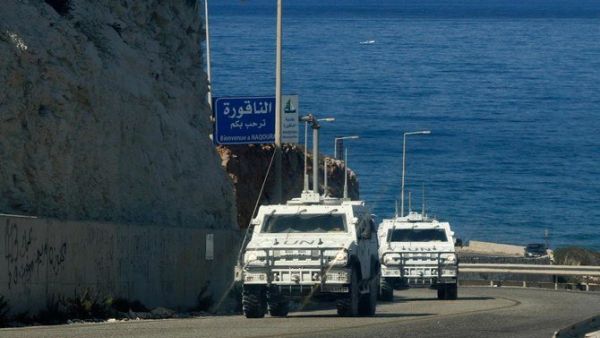 UN peacekeeping force (UNIFIL) vehicles patrol the area of Naqura, south of the Lebanese city of Tyre on the border with Israel on 2 October, 2020 (AFP)