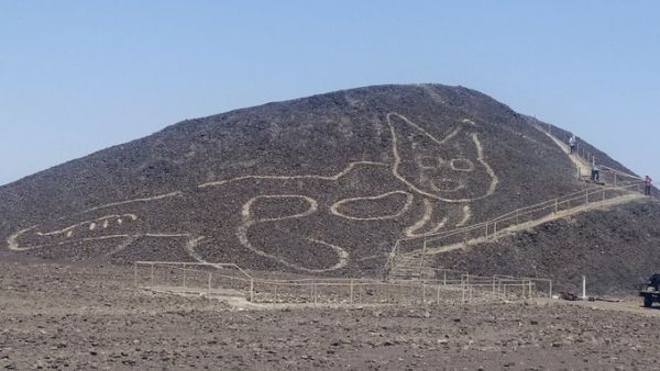 Researchers have discovered new geoglyph etched into hillside in southern Peru. (Twitter)