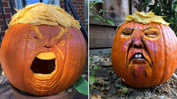 Many anti-Trump social media users have joked comparing the pumpkins colour to Donald Trump's own famously orange complexion. (Twitter)