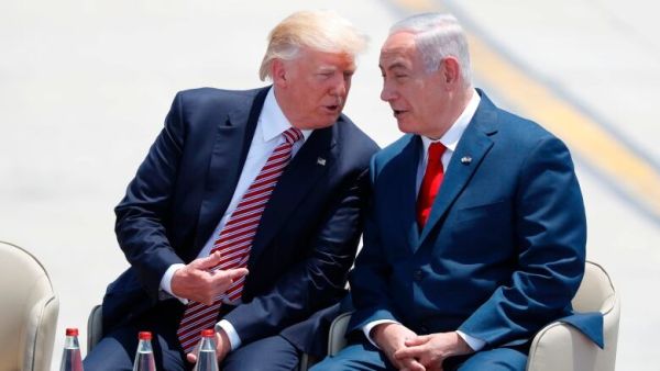Israeli Prime Minister Benjamin Netanyahu and Trump speak after the U.S. president's arrival at Ben Gurion International Airport in Tel Aviv on Monday. (Jack Guez/AFP/Getty Images) Israeli Prime Minister Benjamin Netanyahu and Trump speak after the U.S. president's arrival at Ben Gurion International Airport in Tel Aviv on Monday. (Jack Guez/AFP/Getty Images)