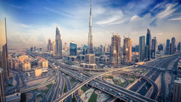 Dubai skyline with beautiful city close to it's busiest highway on traffic  (Shutterstock)	