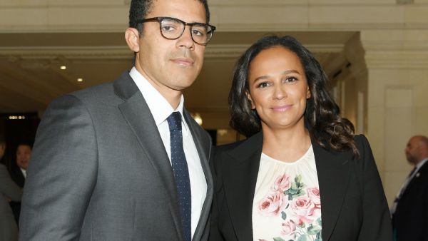 In this file photo taken on September 26, 2018 Sindika Dokolo and Isabel dos Santos pose before a roundtable discussion on Business Evolution In Energy at Bloomberg Global Business Forum at The Plaza Hotel in New York City. Sindika Dokolo, the husband of Isabel dos Santos, billionaire daughter of Angola's former president, has died, his family announced on October 30, 2020. (AFP)