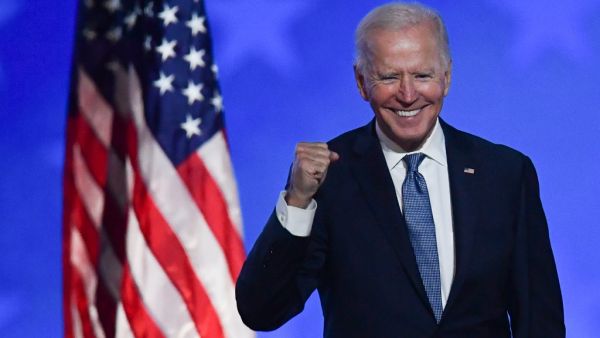 "We believe we are on track to win this election," Biden told supporters in nationally broadcast remarks delivered in his home city of Wilmington, Delaware, adding: "It ain't over until every vote is counted."  ANGELA WEISS / AFP