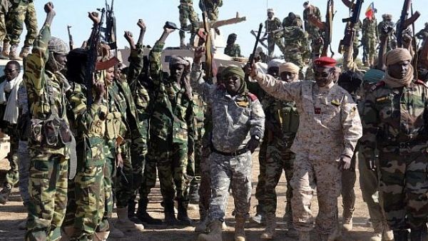 File: Chadian soldiers gather on February 1, 2015 near the Nigerian town of Gamboru, just across the border from Cameroon. (AFP/Marle)
