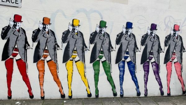 Offensive Brighton mural of Winston Churchill (Twitter)