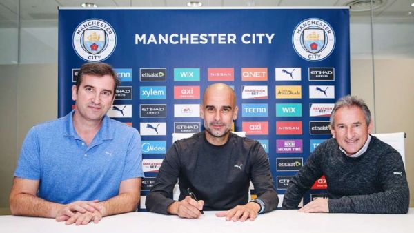  The former Barcelona and Bayern Munich boss will remain at the Etihad Stadium beyond his five years at the club (Photo: Man City)