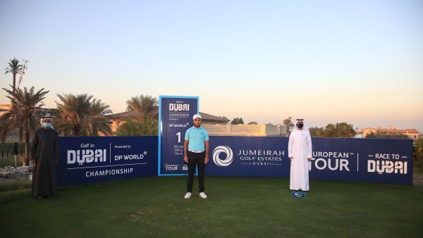(L-R) Emirates Golf Federation Vice Chairman Adel Zarouni, Ahmad Skaik and Ahmad's father, Akram Skaik (Photo: Supplied)