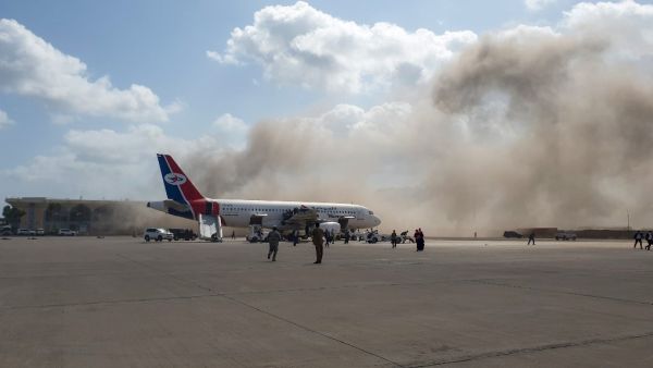 Smoke billows at the Aden Airport on December 30, 2020, after explosions rocked the Yemeni airport shortly after the arrival of a plane carrying members of a new unity government. Explosions rocked Yemen's Aden airport on Wednesday shortly after the arrival of a plane carrying members of a new unity government, an AFP correspondent at the scene said. "At least two explosions were heard as the cabinet members were leaving the aircraft," the correspondent said. Yemen's internationally recognised government an
