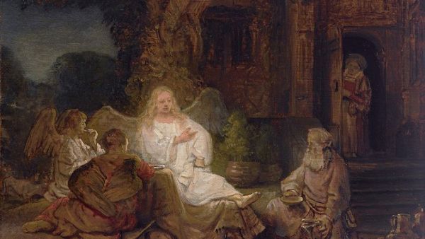 The centuries-old painting, titled “Abraham and the Angels,” belongs to a series of biblical paintings Rembrandt produced. (Instagram)