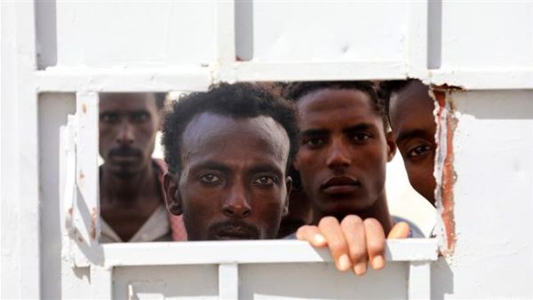 The file photo shows an illegal African migrant kept in a detention center in the Saudi capital of Riyadh (Twitter)