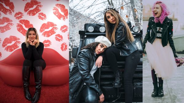 جميلة البوابة: تألقي بالثياب والأحذية الجلدية هذا الشتاء