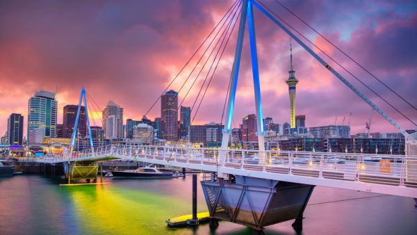 Auckland. Cityscape image of Auckland skyline, New Zealand during sunrise.  (Shutterstock)