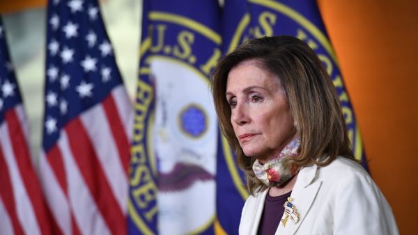 In this file photo taken on August 6, 2020 US Speaker of the House Nancy Pelosi, Democrat of California, holds her weekly news conference at the US Capitol in Washington, DC,. Vandals have targeted the homes of Republican Senate leader Mitch McConnell and Democrat Speaker of the House Nancy Pelosi with graffiti, fake blood and a pig's head, US media said on January 2, 2021. Mandel NGAN / AFP