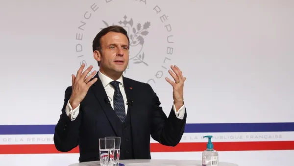 French President Emmanuel Macron attends a video conference at the Elysee Palace in Paris on January 26, 2021, as part of the World Economic Forum (WEF) which usually takes place in Davos, Switzerland. The Davos Agenda from January 25 to January 29, 2021, is an online edition due to the Covid-19 pandemic. Francois Mori / POOL / AFP