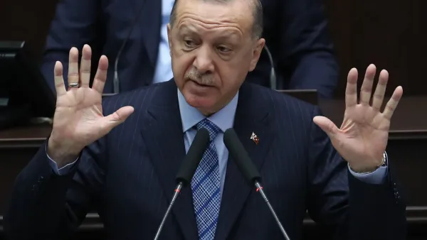 Turkish President and leader of the Justice and Development (AK) Party Recep Tayyip Erdogan speaks during a parliamentary group meeting on January 27, 2021 at the Grand National Assembly of Turkey (GNAT) in Ankara. Adem ALTAN / AFP