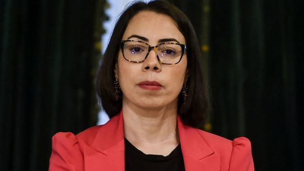 In this file photo taken on September 2, 2020 Nadia Akacha, senior advisor to the Tunisian President in charge of Legal Affairs, attends the new government swearing-in ceremony at Carthage Palace on the eastern outskirts of the capital Tunis, following a confidence vote by parliament. Akacha, currently the president's chief of staff, has been hospitalised after handling a suspicious letter addressed to head of state Kais Saied, his office said in a statement, suggesting an attempted poisoning. She was disch