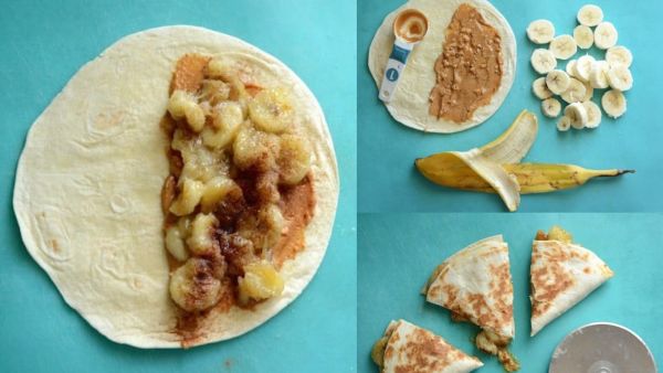 كاساديا الموز بالكراميل وزبدة الفول السوداني