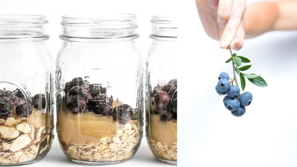 أكواب الشوفان الصحية باللوز والتوت الأزرق 