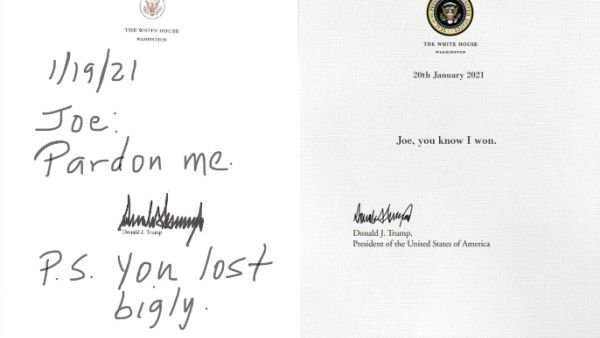Trump's letter to Joe Biden sparks speculation. (Twitter)