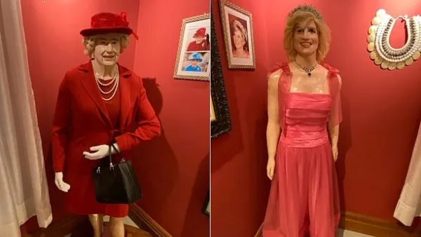 A wax museum in Brazil has been mocked for displaying some very strange statues of celebrities, including a  an 'offensive' Princess Diana (left) and an bizarre statue of the Queen (right). (Arlindo Armacollo)