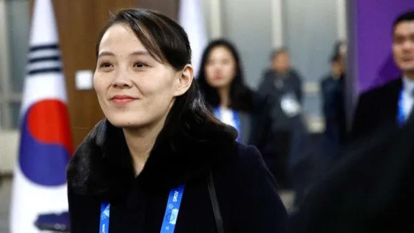 In this file photo, North Korea's Kim Jong Un's sister Kim Yo Jong arrives for the opening ceremony of the Pyeongchang 2018 Winter Olympic Games at the Pyeongchang Stadium, Feb. 9, 2018. (AFP)