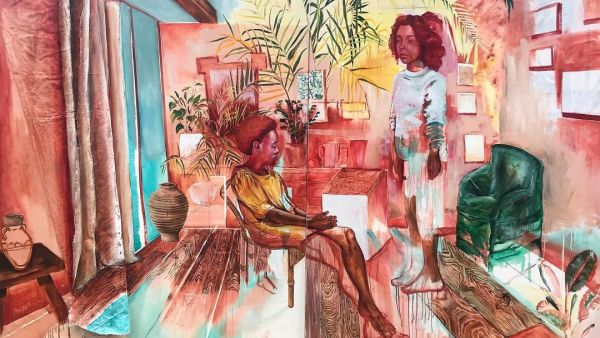 ‘Living Room n7’, 2020 Oil on Canvas by Johanna Mirabel (Instagram)