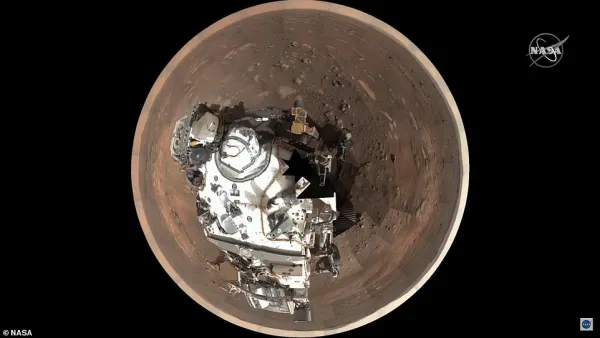 The stunning panorama was created with 5,000 commands parameters that shot a total of 142 images that were beamed back to Earth where NASA stitched them together. NASA stitched it together tile by tile in a circular formation starting with the horizon and ending with the rover. (NASA)