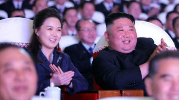 State media showed Ri Sol Ju attending a concert celebrating Kim Jong Il's birthday (Twitter)