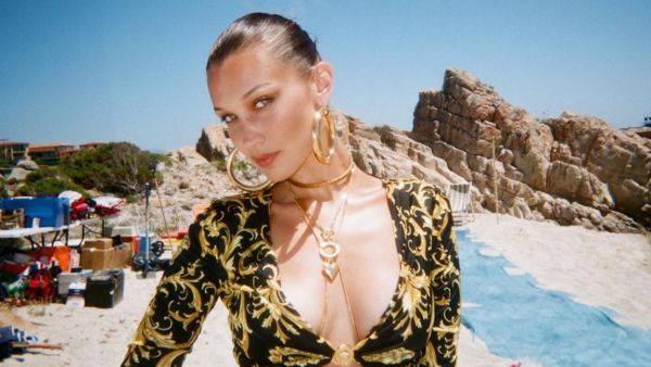  Part-Palestinian Hadid opted for a beige-toned dress