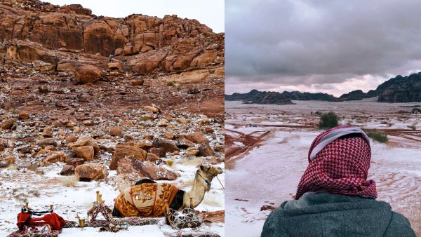 people celebrating the snowfall. (Twitter)