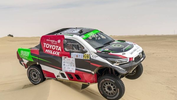 Yazeed Al Rajhi and Michael Orr in their Toyota Hilux Overdrive