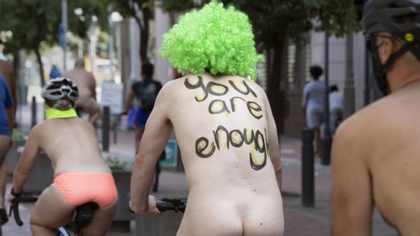 Naked cyclists in Cape Town