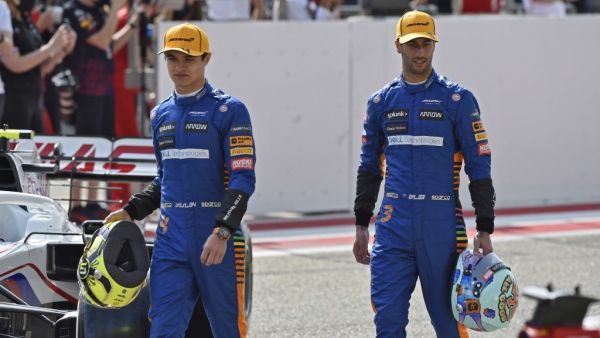 Ricciardo and Norris had their first taste of McLaren’s new car at BIC earlier this month (Photo: AFP)
