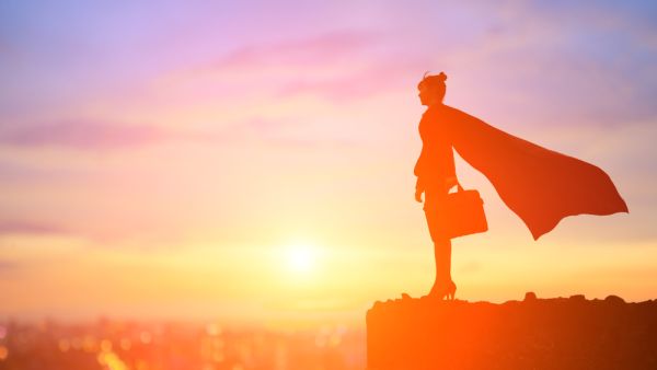 Silhouette of the super business woman