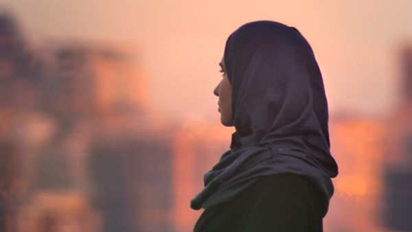 Close up portrait of young female in hijab 
