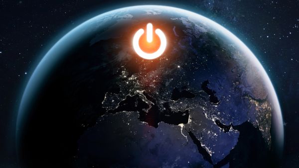 Planet Earth and the electric power button