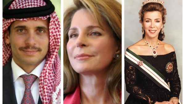 الأميرة فريال (يمين) / الملكة نور (وسط) / الأمير حمزة