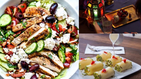 أطباق رمضانية: سلطة الدجاج اليونانية مع خبز البيتا وحلوى حلاوة الجبن