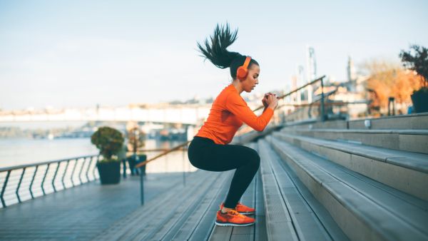 Fitness woman jumping