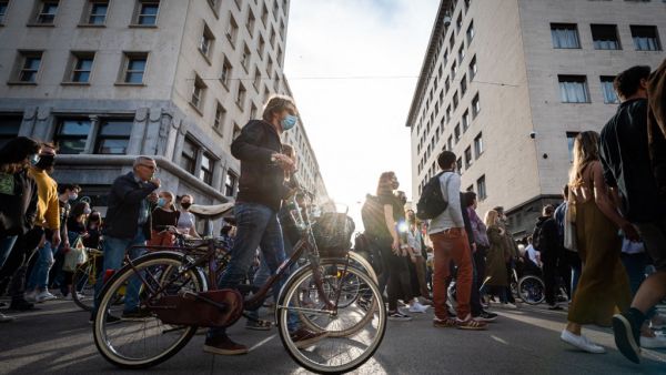 People take part in an anti-government protest in Ljubljana 