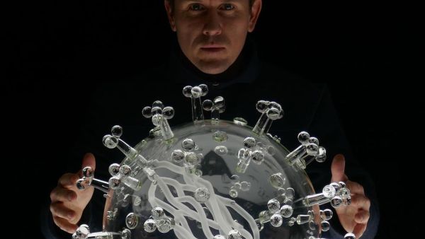 New giant glass sculpture of #sarscov2 #coronavirus #covid19 made and sold raising money 